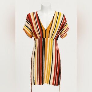 Forever 21 Multicolor Striped V-Neck Swim Cover-Up